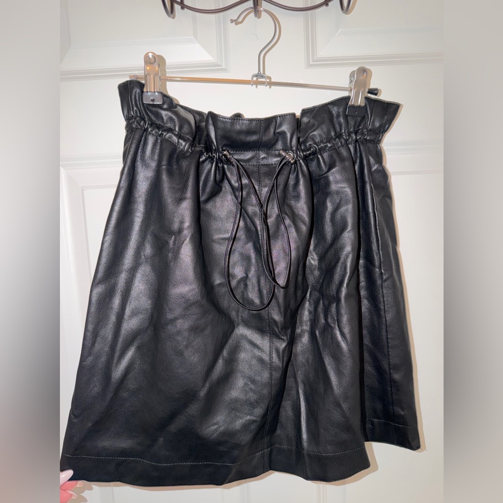 H&M Black Faux Leather Mini Skirt